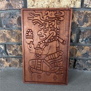 Wooden Hand Carved Mayan Itzamna Wall Art Belize